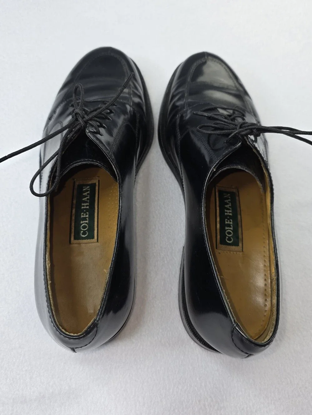 Cole Haan Men' Calhoun Oxfords Black Leather Split Toe Lace Up Size 9.5 Bin BH